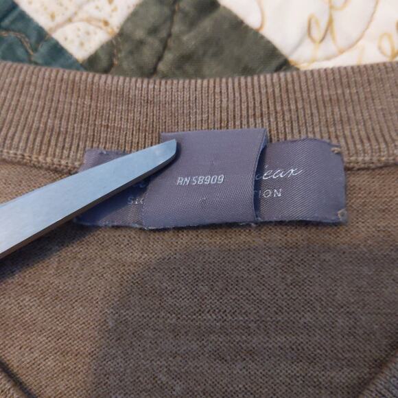 Daniel Cremieux Men's Size L 100% Merino Wool V-Neck Tan Sweater - Picture 4 of 9